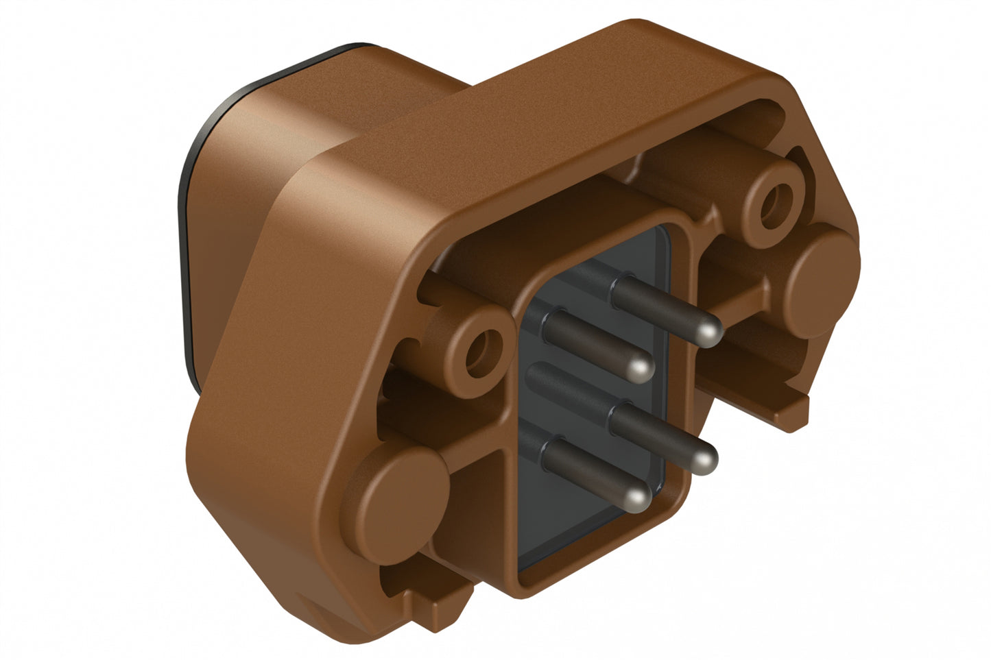 ATP15-4PD-BM04 4 Position PCB Receptacle with Flange, Pin, Tin Plated, Self-Threading, Gasket, Potted, Keyed D, Brown