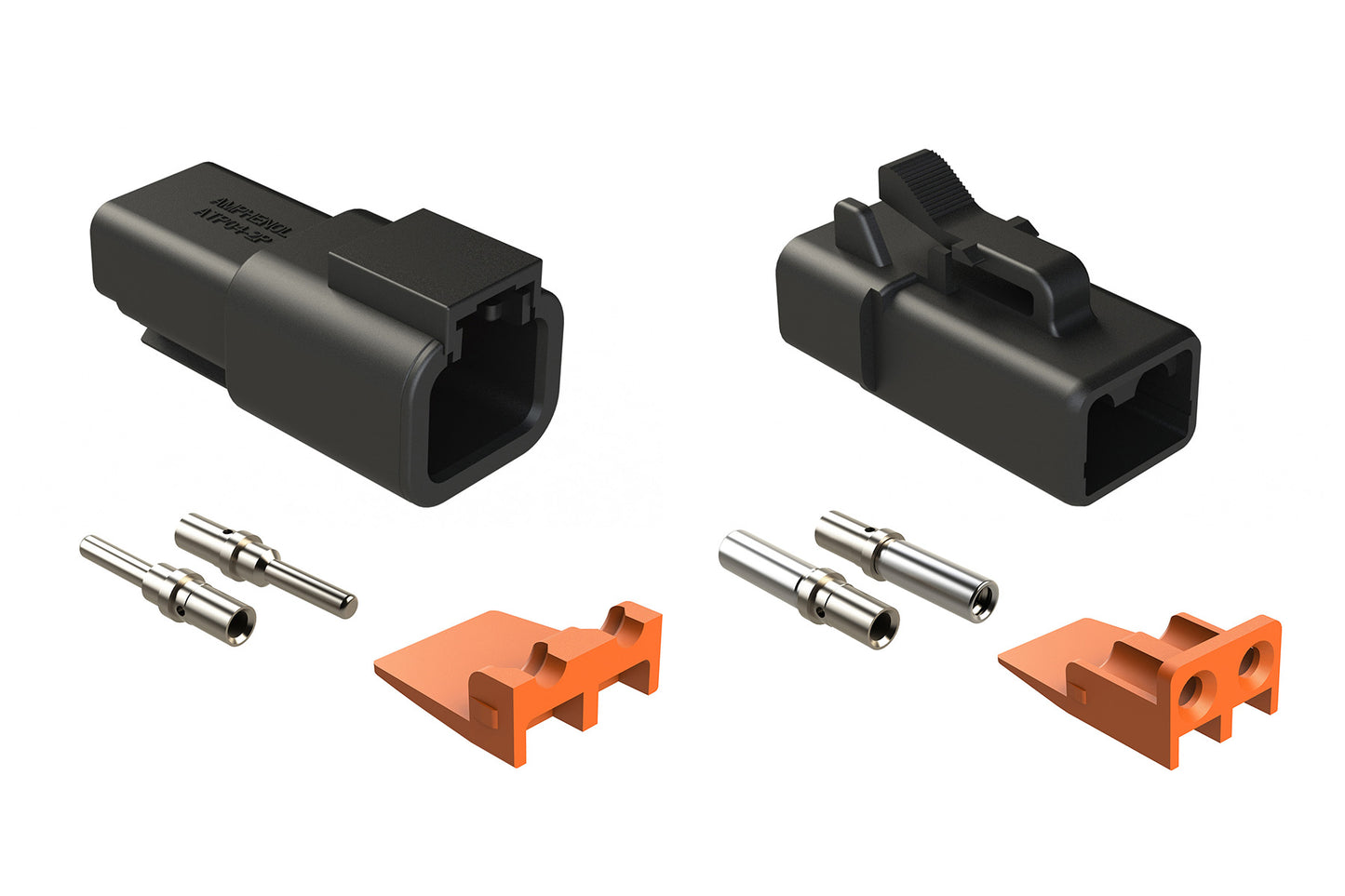 ATP2PSBLK-CKIT 2-Way Pin and Socket Plug, Receptacle, Wedge and Contacts Kit, Black