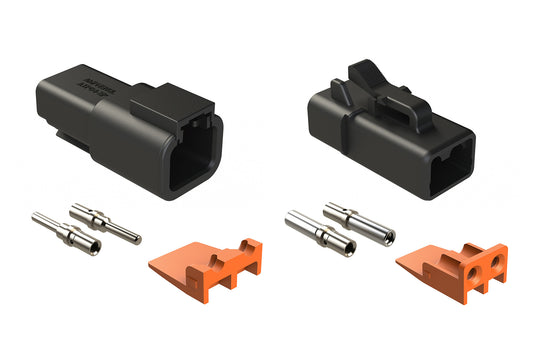 ATP2PSBLK-CKIT 2-Way Pin and Socket Plug, Receptacle, Wedge and Contacts Kit, Black