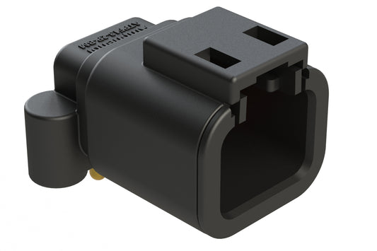 ATPF13-2P-BM11 2 Position PCB Receptacle, 90°, Gold Plated Contacts, Self-Threading, Black