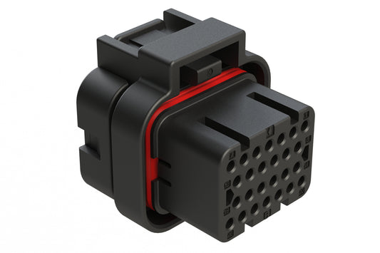 ATS06-26SB 26 Position Plug, Socket, Contact Size 20, Single Latch, Keyed B, End Cap, Black. 3-1437290-8