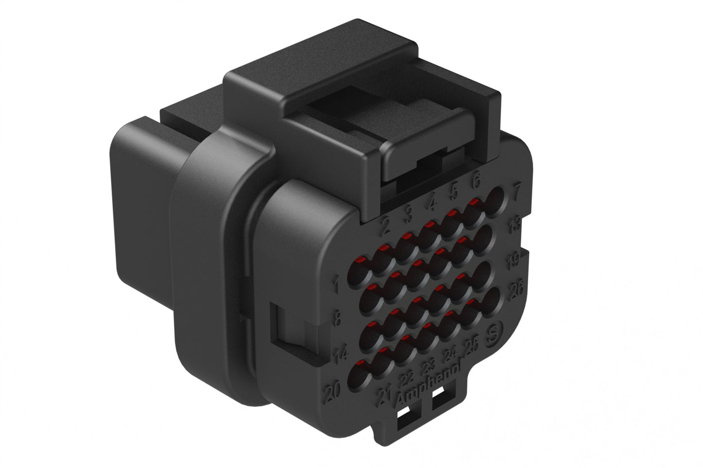 ATS06-26SB 26 Position Plug, Socket, Contact Size 20, Single Latch, Keyed B, End Cap, Black. 3-1437290-8