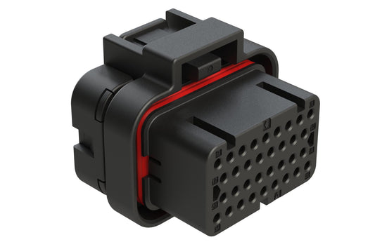 ATS06-34SA1 34 Position Plug, Socket, Contact Size 20, Single Latch, Keyed A, End Cap, Black. 4-1437290-0