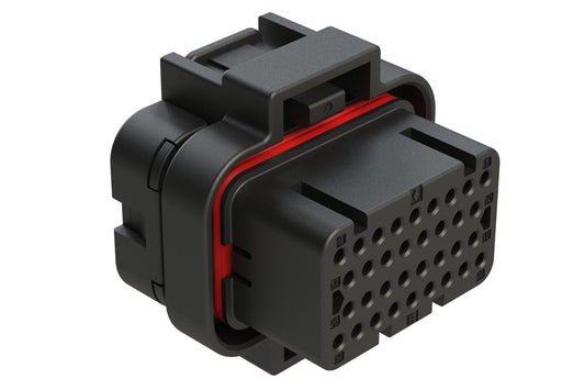 ATS06-34SB2 34 Position Plug, Socket, Contact Size 20, Double Latch, Keyed B, End Cap, Black. 3-1437290-9