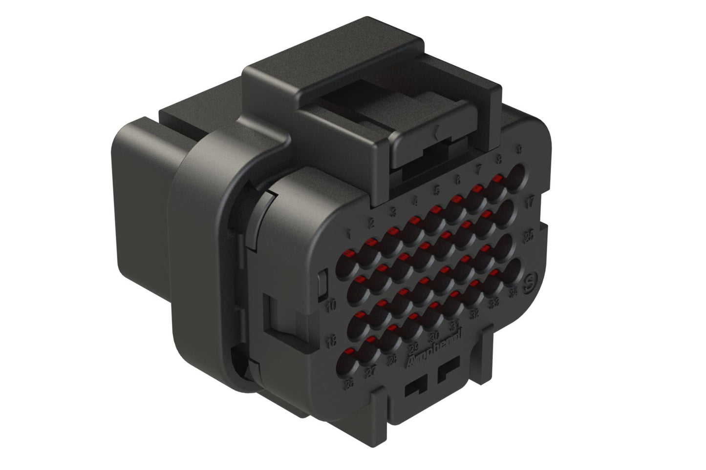 ATS06-34SB2 34 Position Plug, Socket, Contact Size 20, Double Latch, Keyed B, End Cap, Black. 3-1437290-9