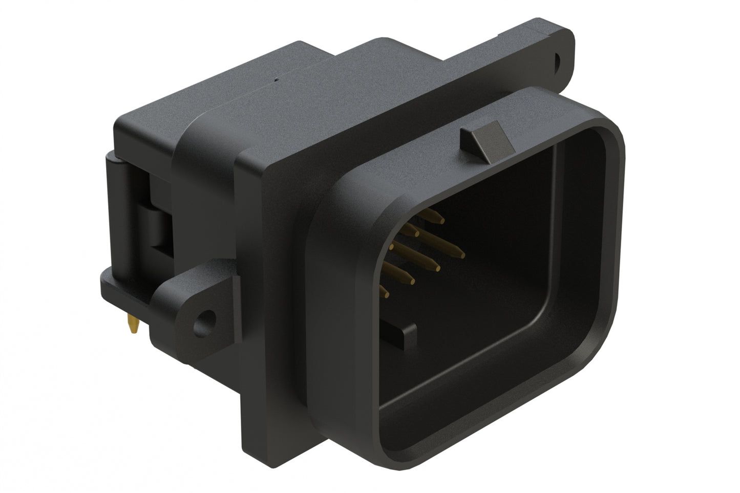 ATS13-26PA-BM21 26 Position PCB Receptacle with 3 Hole Flange, Right Angle, Pin, Contact Size 20, Keyed A, Self-Threading, Black