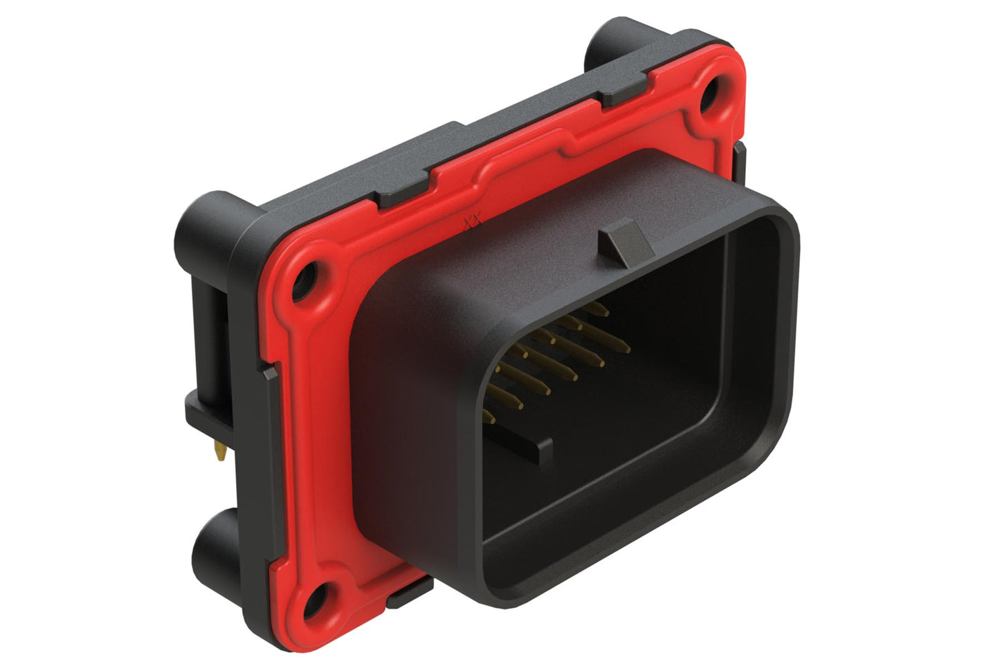 ATS13-34PA2-BM01 34 Position PCB Receptacle with Sealed Flange, Pin, Right Angle, Contact Size 20, Double Latch, Self-Threading, Keyed A, Black