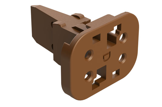 AW4S-D 4 Position Plug Wedgelock, Keyed D, Brown. W4SD, W4SD-P012