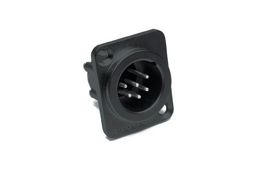 AX6AMDVB 6A Pole XLRMale ChassisMount, Vertical PCB,Machined Contacts, Black Finish