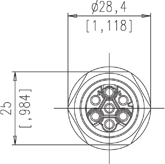 C016 10P006 806 12 6+PE Male receptacle, crimp version.