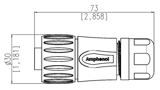 C016 30D006 800 12 6+ PE Female straight cable connector with turned contacts, black
