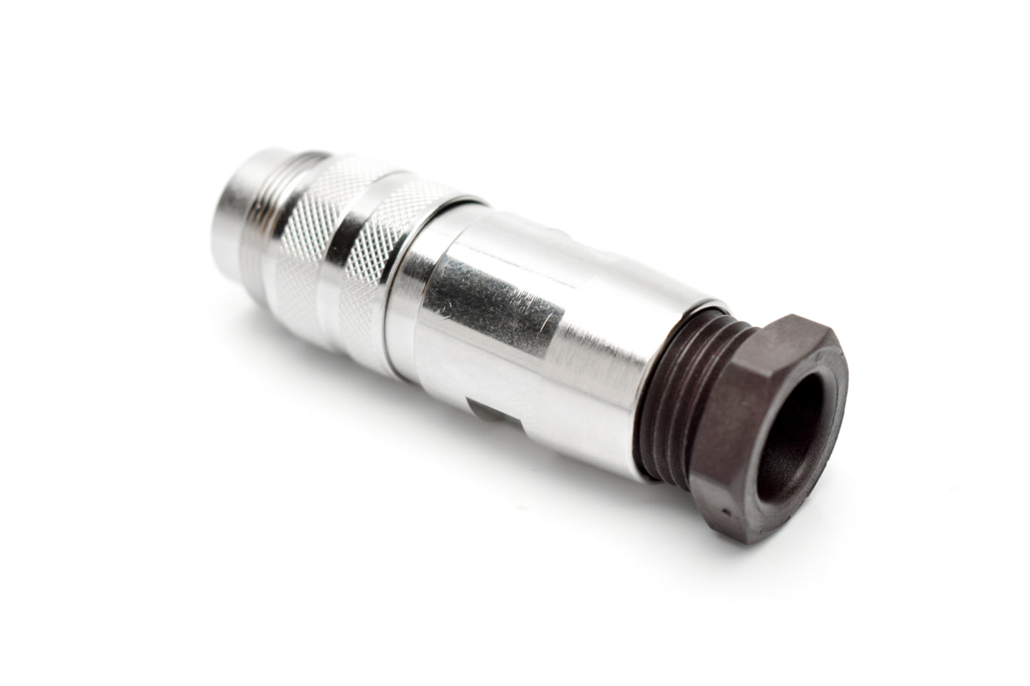 C091 11H005 001 2 Male Connectors with internal strain relief and metal locking ring. Complete EMI shielding in the fully mated and locked position (EMI security). Screw locking according to IEC 61076-2-106. Contacts sold separately.