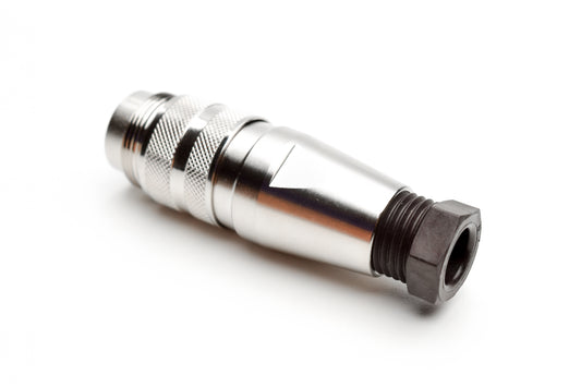 C091 11H007 000 2 Male Connectors with internal strain relief and metal locking ring. Complete EMI shielding in the fully mated and locked position (EMI security). Screw locking according to IEC 61076-2-106. Contacts sold separately.