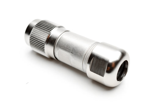 C091 31D004 102 4 Female Connectors with internal strain relief and metal locking ring. Complete EMI shielding in the fully mated and locked position (EMI security). Screw locking according to IEC 61076-2-106. Fully intermateable with C091D connectors.