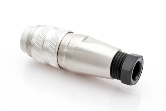 C091 31H006 100 2 Male Connectors with internal strain relief and metal locking ring. Complete EMI shielding in the fully mated and locked position (EMI security). Screw locking according to IEC 61076-2-106. Contacts included.