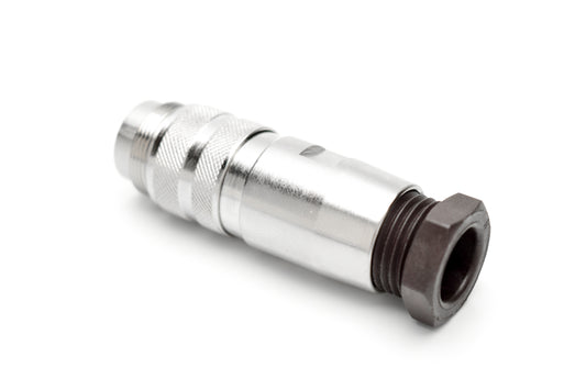 C091 31H008 101 2 Male Connectors with internal strain relief and metal locking ring. Complete EMI shielding in the fully mated and locked position (EMI security). Screw locking according to IEC 61076-2-106. Contacts included.