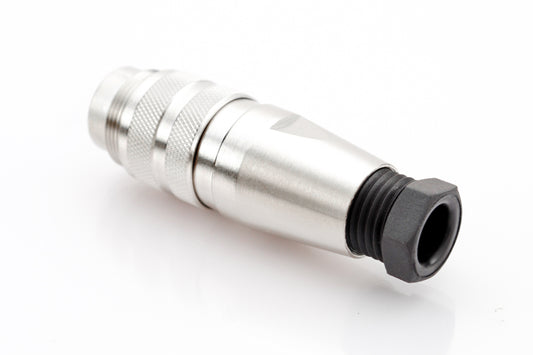 C091 31H014 200 2 Male Connectors with internal strain relief and metal locking ring. Complete EMI shielding in the fully mated and locked position (EMI security). Screw locking according to IEC 61076-2-106. Contacts included