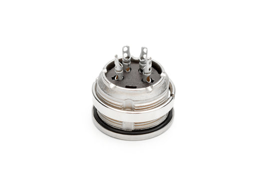 C091 31N004 100 2 Front mounting female metal Connectors with O-ring seal and ring nut mount (hex nut available upon request). Complete EMI shielding in the fully mated and locked position (EMI security). Contacts included.