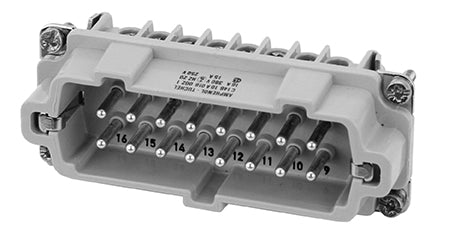 C146 10A006 102 3 6+PE  with 2 delayed mating contacts. Male insert with wire protection for screw termination. Comparable Part No. 09340062601