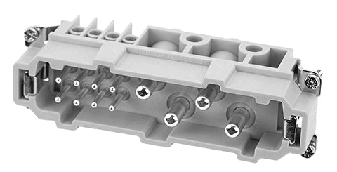 C146 10A012 100 13 4+8+PE Male insert with power and signal contacts. Comparable Part No. 09380122601