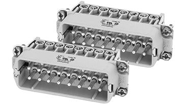 C146 10A016 104 4 32+PE Heavy duty male contact insert with wire protection for screw termination.