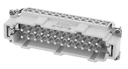 C146 10A024 002 1 24+PE Heavy duty male contact insert for screw termination.