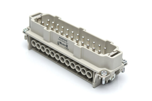 C146 10A024 102 1 24+PE Heavy duty male contact insert with wire protection for screw termination. Comparable Part No. 09330242601