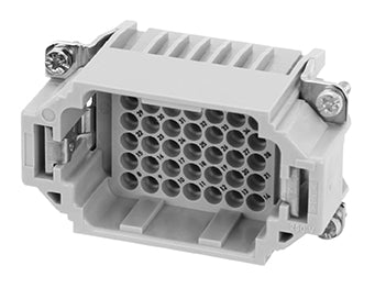 C146 10A042 000 9 42+PE Heavy duty male contact insert for stamped crimp contacts. May be engaged or disengaged when live but without electrical load.usings/hoods Comparable Part No. 09160423001