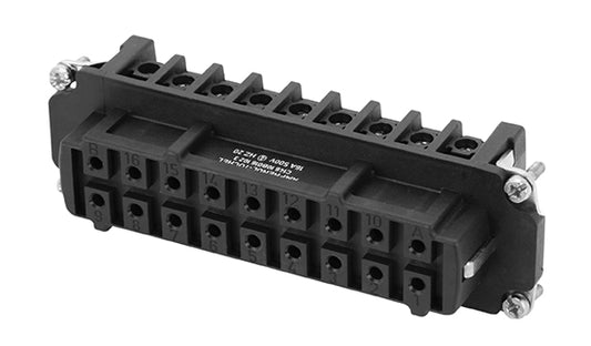 C146 10B016 002 3 16+PE; 2 delayed mating contacts; Female insert without wire protection for screw termination.