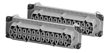 C146 10B024 005 1 48+PE Heavy duty female contact insert for stamped crimp contacts. May be engaged or disengaged when live but without electrical load.
