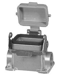 C146 10F006 606 1 Double side entry housing with low profile and thermoplastic spring cover.