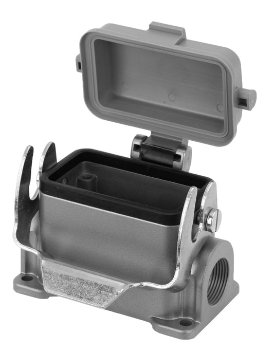 C146 10F010 606 1 Double side entry housing with low profile and thermoplastic spring cover.