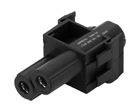C146 B02 001 E8 Socket module for turned 6mm contacts. heavy|mate® M series connectors may be engaged or disengaged when live but without electrical load. If connector is mated or unmated under load, the load shall be reduced to 10% of rated current.h