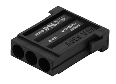 C146 B03 001 E8 Socket module for turned 3.6mm contacts. heavy|mate® M series connectors may be engaged or disengaged when live but without electrical load. If connector is mated or unmated under load, the load shall be reduced to 10% of rated current.