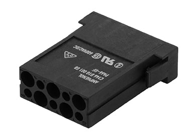 C146 B10 001 E8 Socket module for turned 1.6mm contacts. heavy|mate® M series connectors may be engaged or disengaged when live but without electrical load. If connector is mated or unmated under load, the load shall be reduced to 10% of rated current.