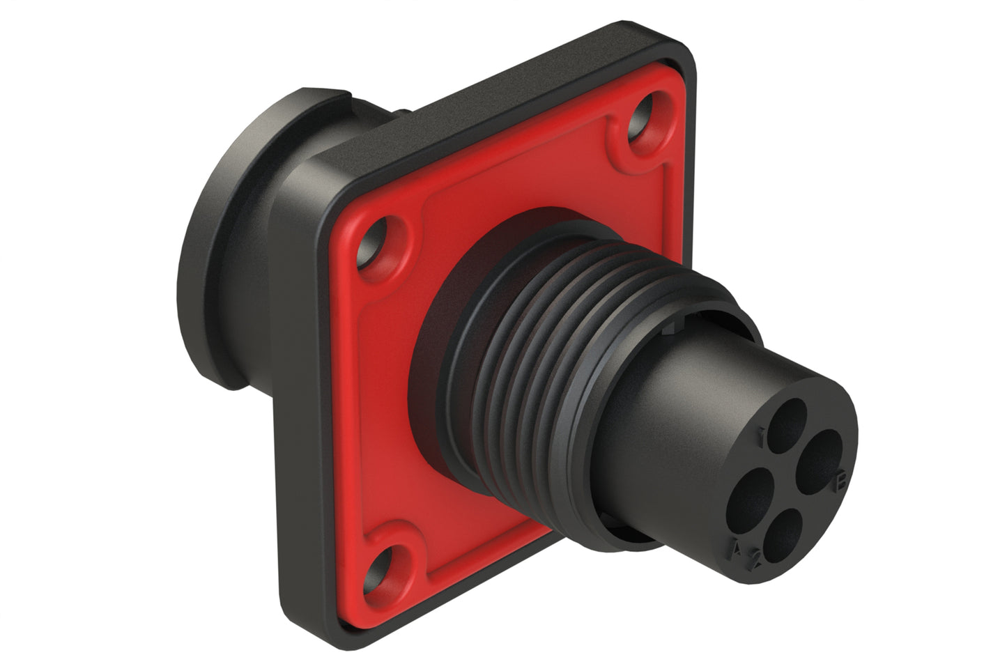 FLS010N2P03-PM Receptacle, Square Flange, 4 (2+2) Position, Male, Shell Size 10, Silicone Seal with Seal Gasket, Auto-Lock