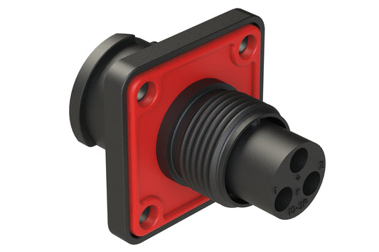 FLS010N3P03-PM Receptacle, Square Flange, 3 Position, Male, Shell Size 10, Silicone Seal with Seal Gasket, Auto-Lock