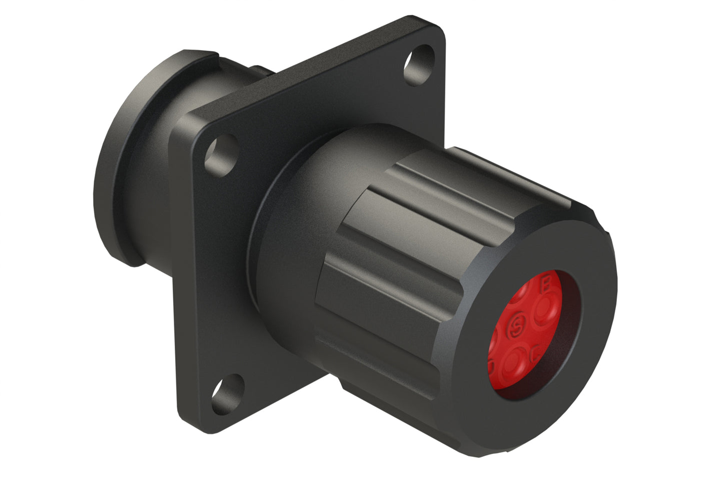 FLS010N4SHEC03 Receptacle, Square Flange, 4 Position, Female, Shell Size 10, Silicone Seal and End Cap with Individual Wire Sealing, Auto-Lock