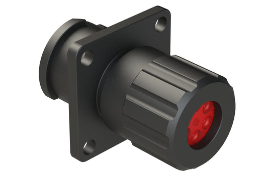 FLS010N6SHEC03 Receptacle, Square Flange, 6 Position, Female, Shell Size 10, Silicone Seal and End Cap with Individual Wire Sealing, Auto-Lock