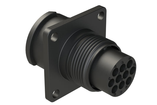 FLS012N10P03 Receptacle, Square Flange, 10 Position,Male, Shell Size 12, Silicone Seal, Auto-Lock