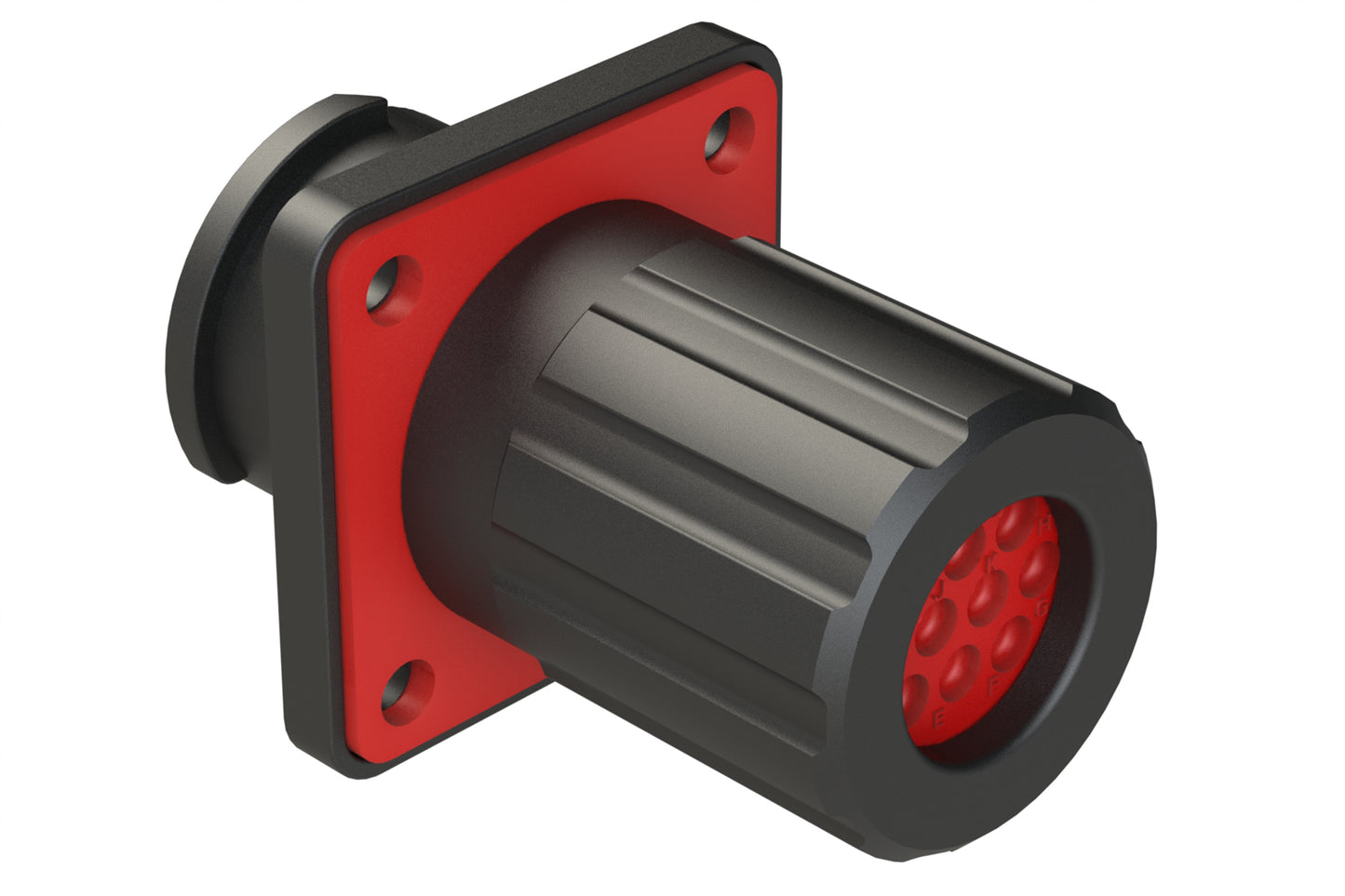 FLS012N10PHEC03 Receptacle, Square Flange, 10 Position, Male, Shell Size 12, Silicone Seal and End Cap with Individual Wire Sealing, Auto-Lock