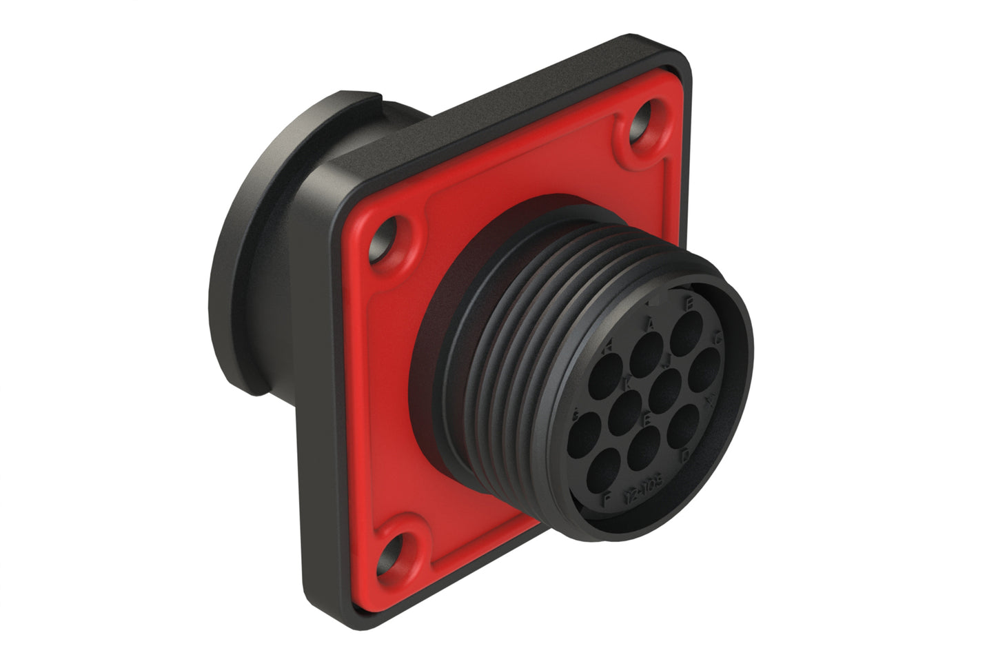 FLS012N10S03-PM Receptacle, Square Flange, 10 Position, Female, Shell Size 12, Silicone Seal with Seal Gasket, Auto-Lock