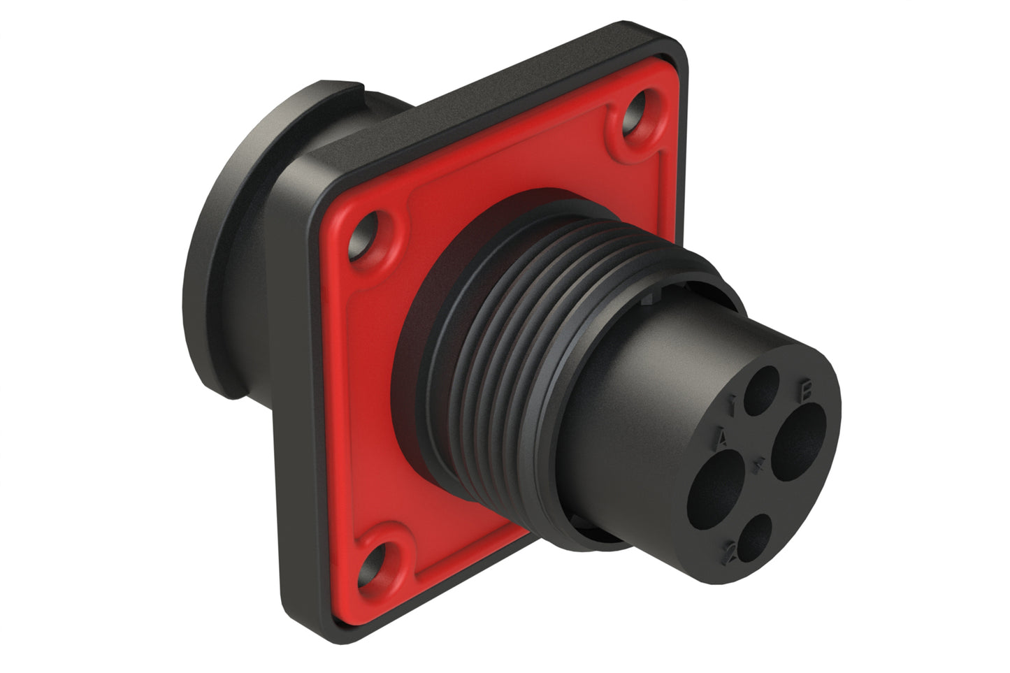FLS012N2P03-PM Receptacle, Square Flange, 4 (2+2) Position, Male, Shell Size 12, Silicone Seal with Seal Gasket, Auto-Lock