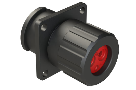 FLS012N2SHEC03 Receptacle, Square Flange, 4 (2+2) Position, Female, Shell Size 12, Silicone Seal and End Cap with Individual Wire Sealing, Auto-Lock