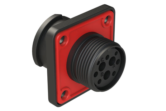 FLS012N3S03-PM Receptacle, Square Flange, 3 Position, Female, Shell Size 12, Silicone Seal with Seal Gasket, Auto-Lock
