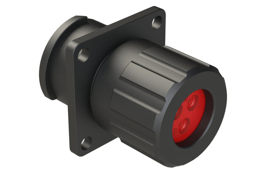 FLS012N3SHEC03 Receptacle, Square Flange, 3 Position, Female, Shell Size 12, Silicone Seal and End Cap with Individual Wire Sealing, Auto-Lock