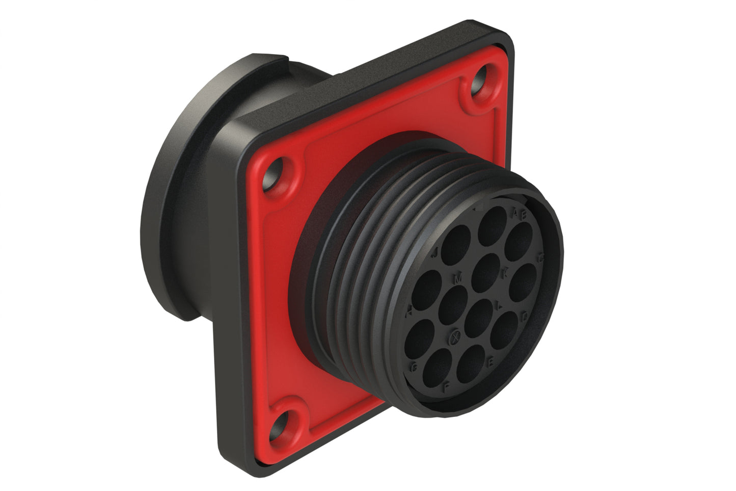 FLS014N12S03-PM Receptacle, Square Flange, 12 Position, Female, Shell Size 14, Silicone Seal with Seal Gasket, Auto-Lock