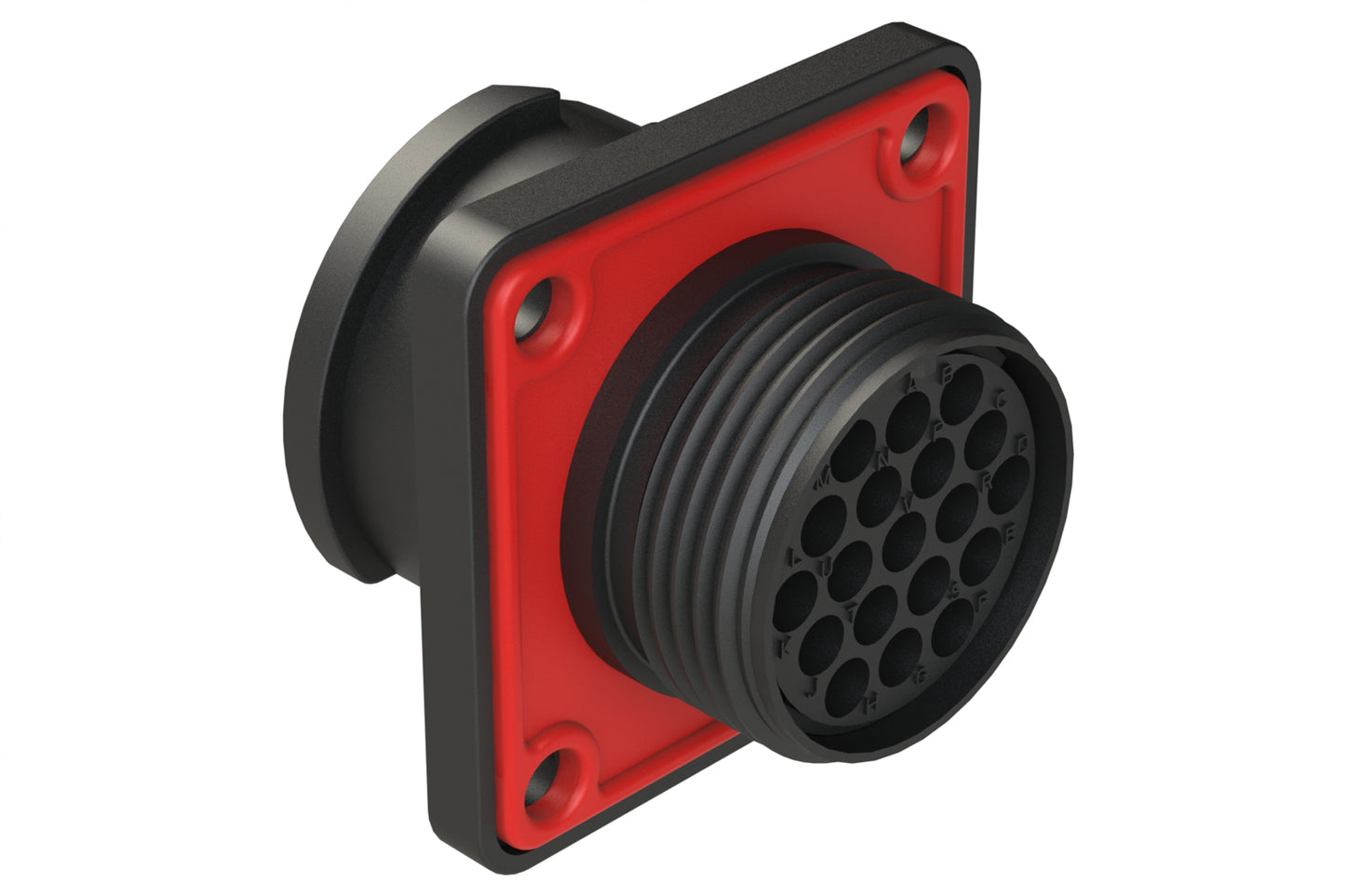 FLS014N19S03-PM Receptacle, Square Flange, 19 Position, Female, Shell Size 14, Silicone Seal with Seal Gasket, Auto-Lock