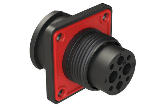 FLS014N2P03-PM Receptacle, Square Flange, 4 (2+2) Position, Male, Shell Size 14, Silicone Seal with Seal Gasket, Auto-Lock