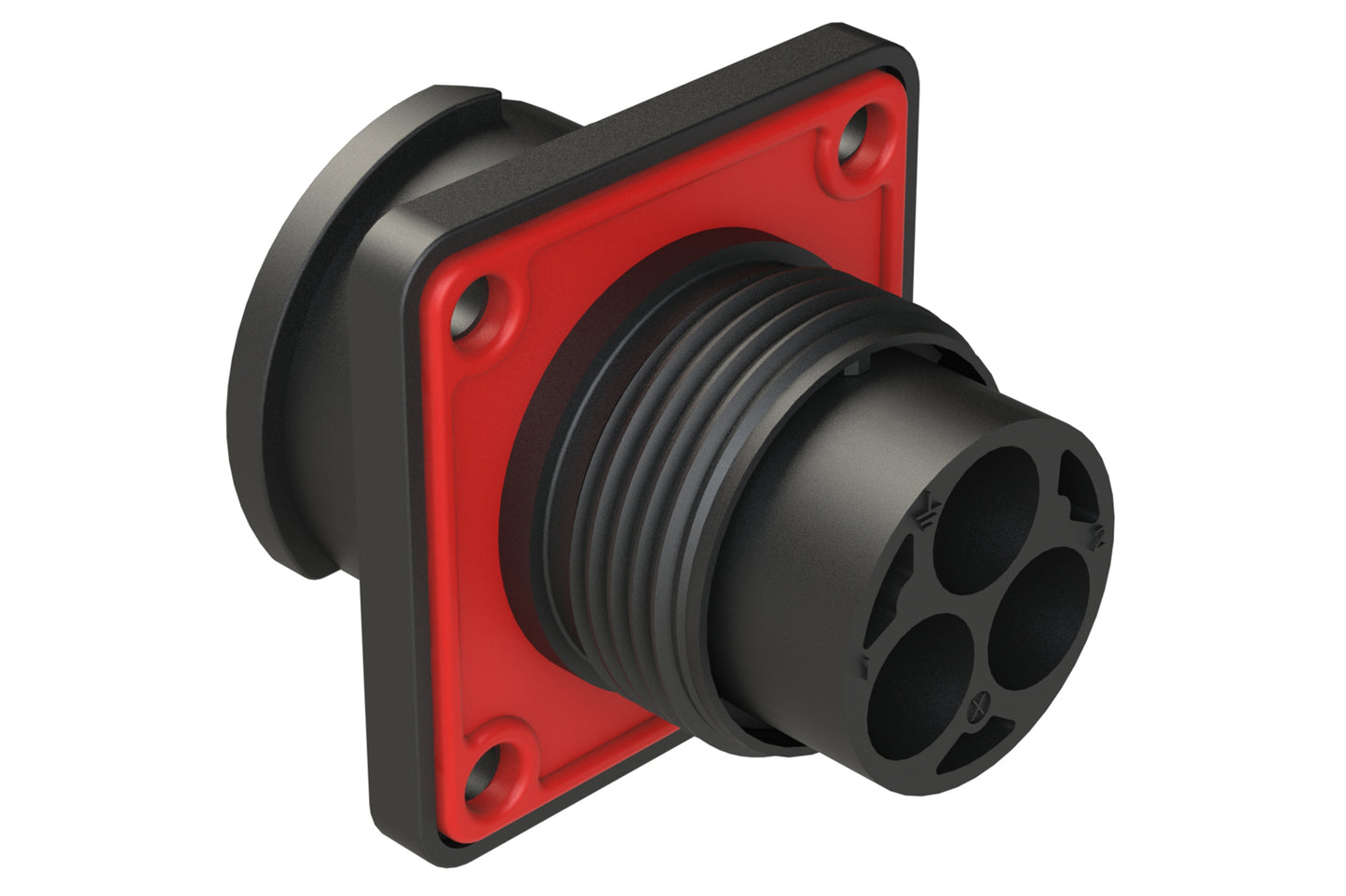 FLS014N3P03-PM Receptacle, Square Flange, 3 Position, Male, Shell Size 14, Silicone Seal with Seal Gasket, Auto-Lock